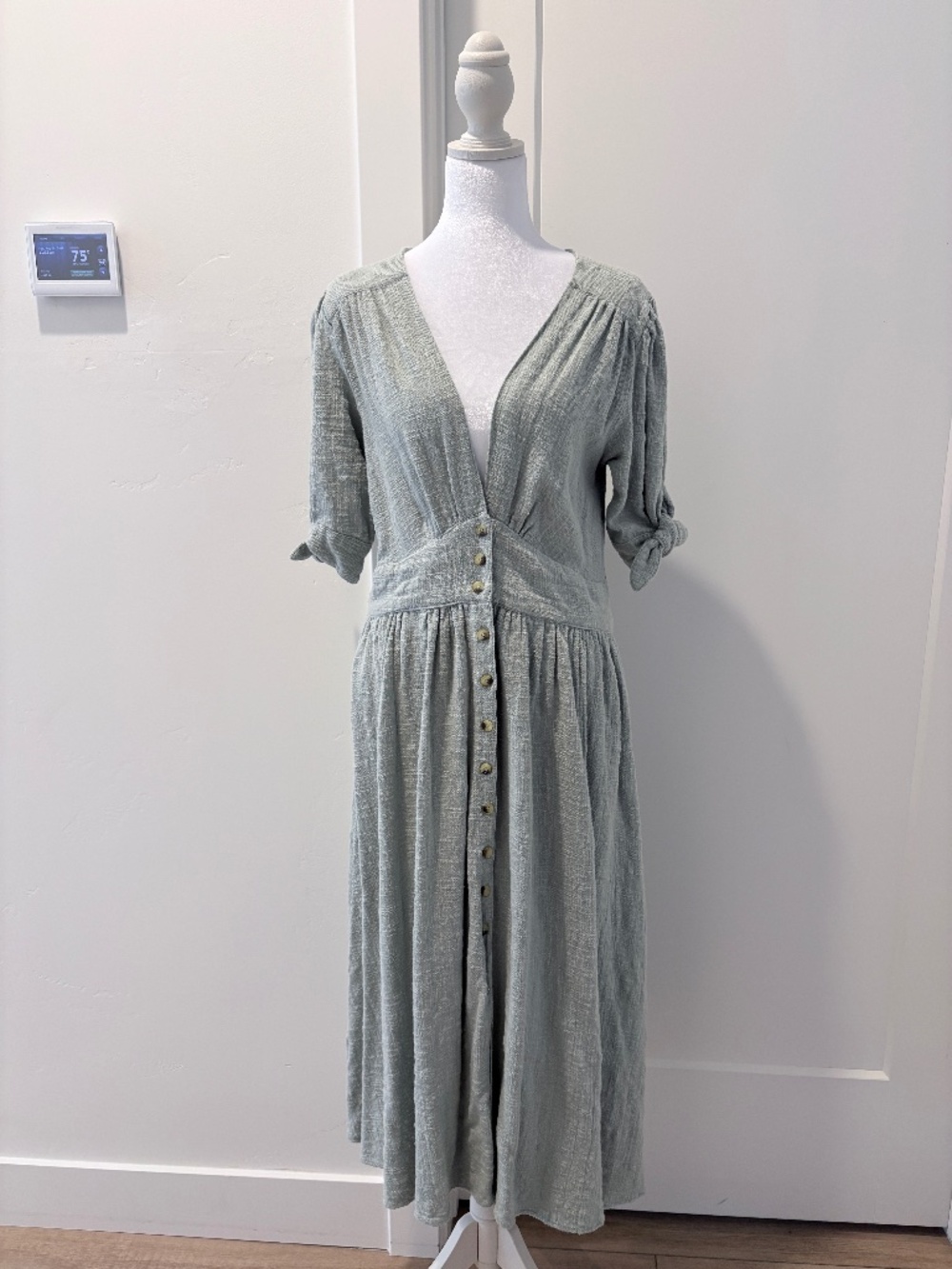 Free People Sage green cotton dress